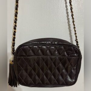 Holt Renfrew Dark Brown Quilted Leather Crossbody Bag